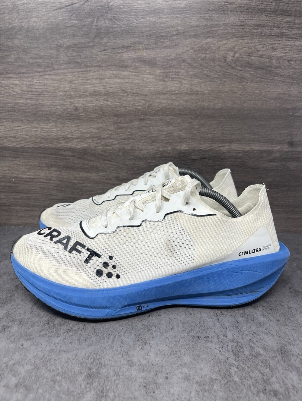 Craft CTM Ultra Carbon Mens Size 9.5 White Blue Ud Foam Running Racing Shoes